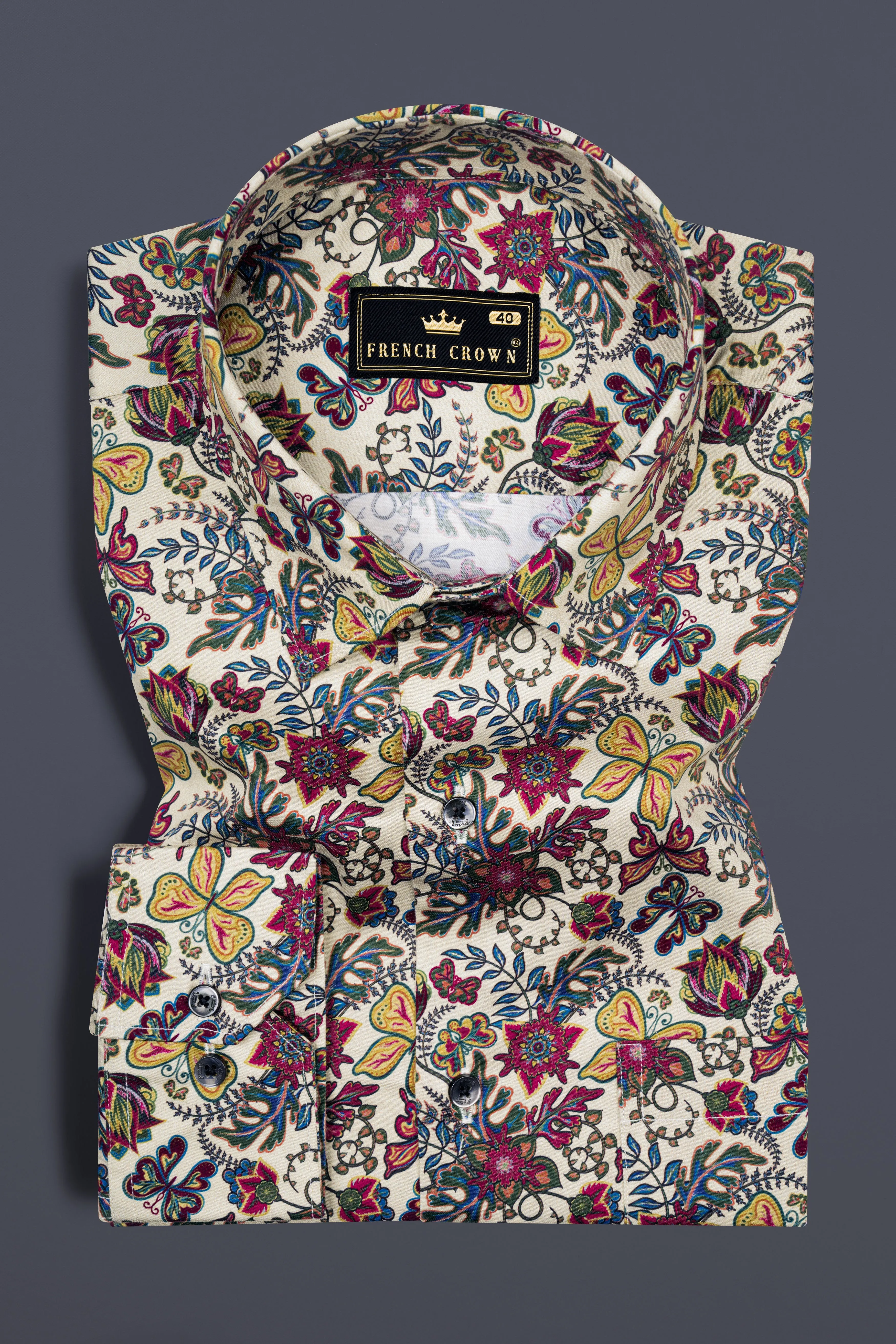 Bizarre Cream with Multicolor Floral Printed Super Soft Premium Cotton Shirt