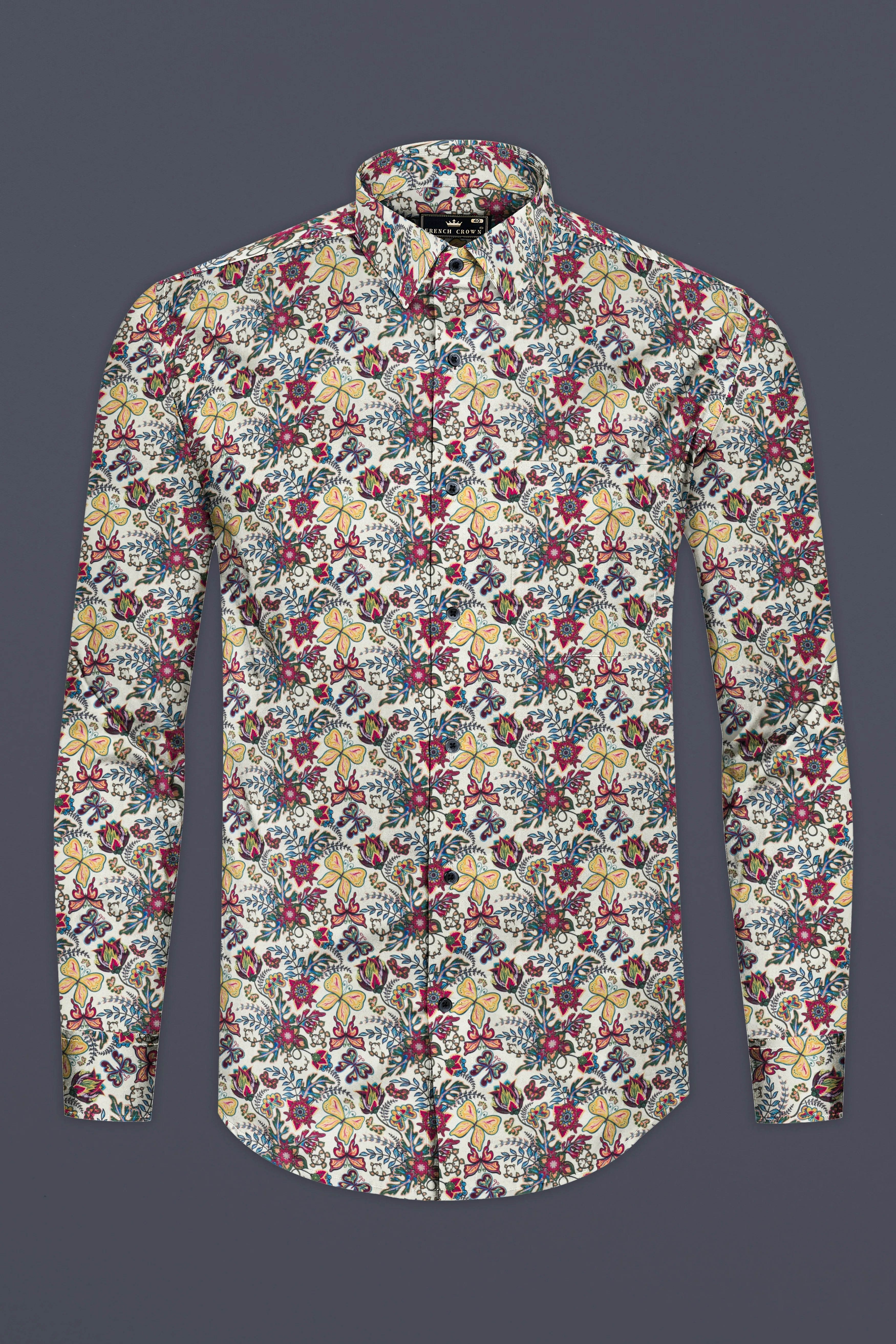 Bizarre Cream with Multicolor Floral Printed Super Soft Premium Cotton Shirt