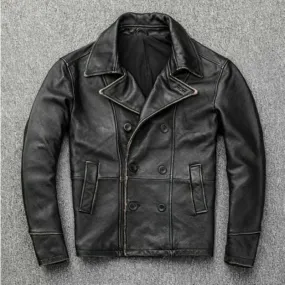 Black Distressed Vintage Motorcycle Cafe Racer Jacket