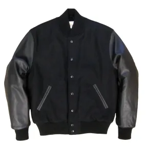 Black/Black Classic Fit Varsity Jacket - Now Available in Tall Sizes