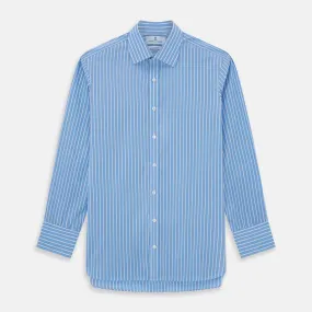 BLUE & WHITE STRIPE COTTON REGULAR FIT SHIRT