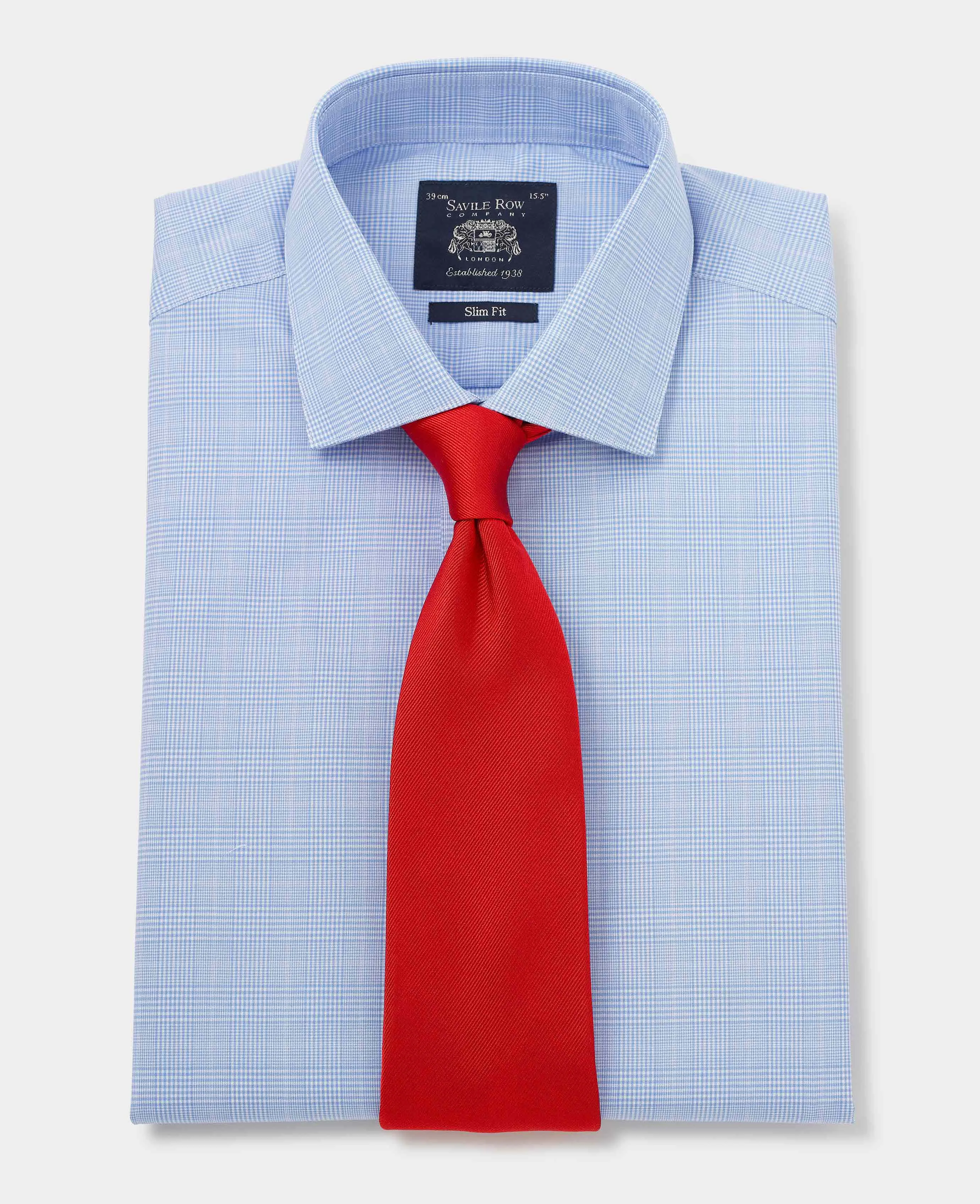 Blue Cotton Prince of Wales Check Slim Fit Formal Shirt - Single Cuff