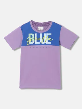 Blue Giraffe Boys Lavender Color-Blocked Round Neck Short Sleeves T-Shirt