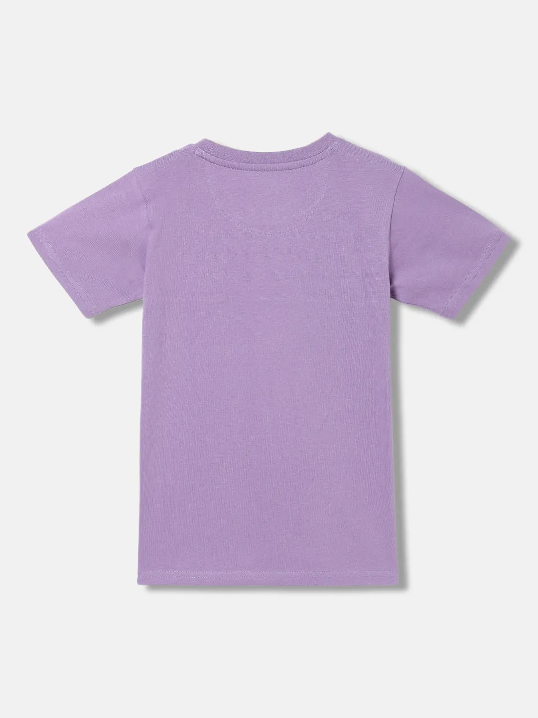 Blue Giraffe Boys Lavender Color-Blocked Round Neck Short Sleeves T-Shirt