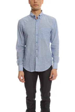 Blue Naked & Famous Regular Shirt Lightweight Pencil Stripes