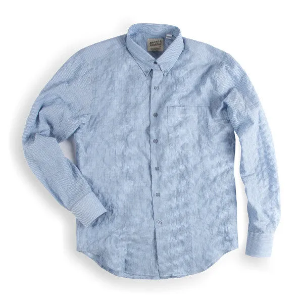 Blue Naked & Famous Regular Shirt Lightweight Pencil Stripes