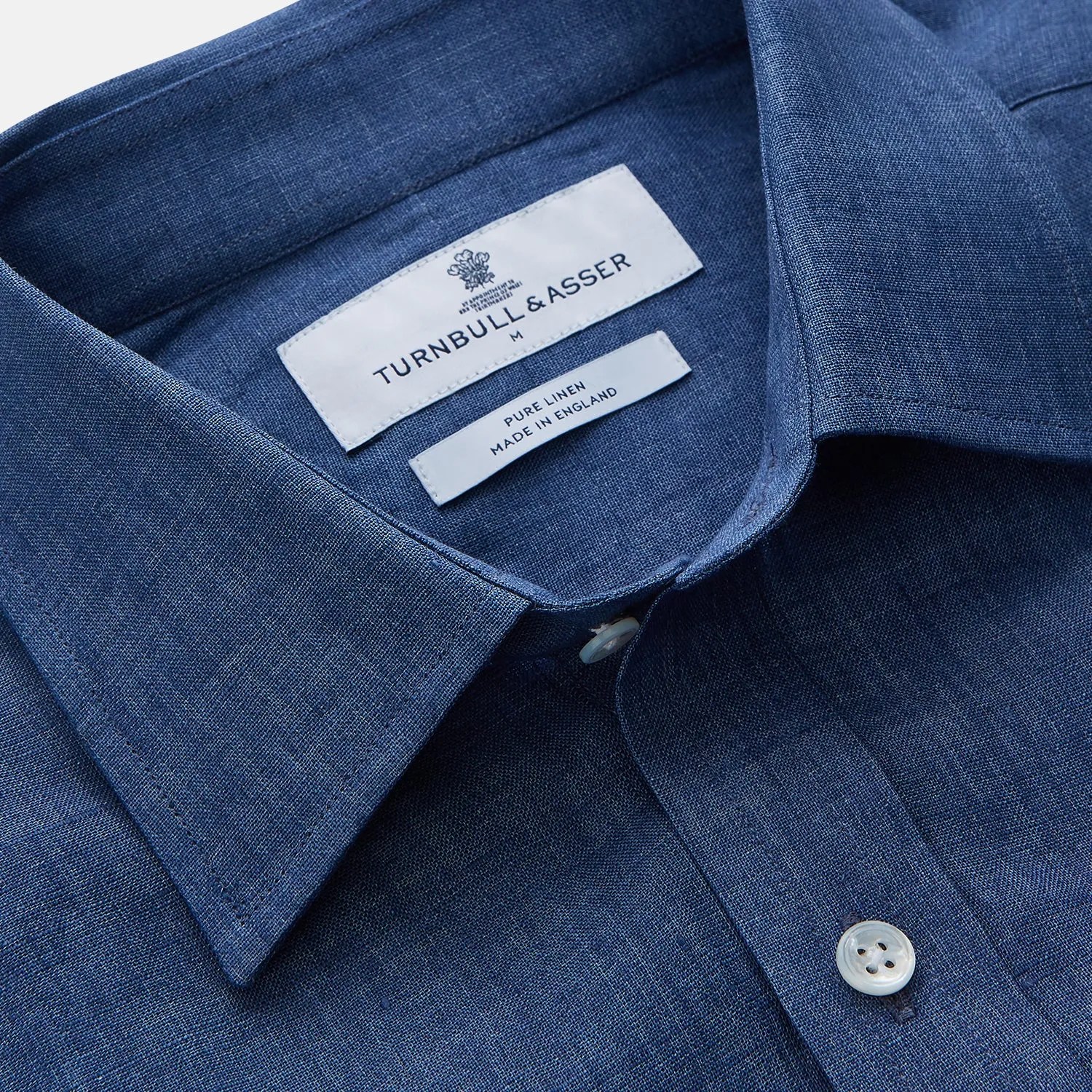 Blue Weekend Fit Linen Finch Shirt With Derby Collar And Chest Pocket