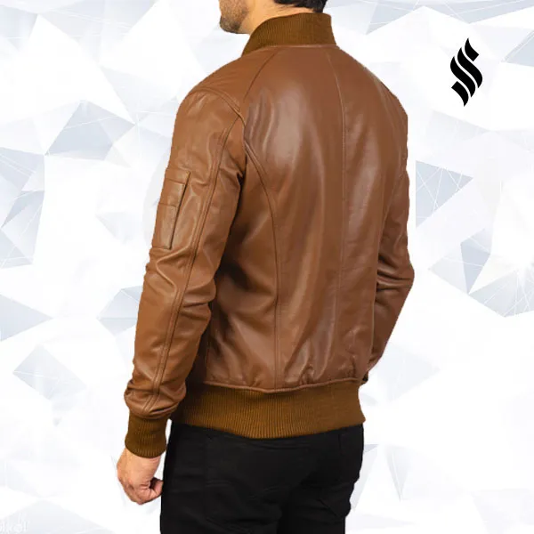 Bomia Ma-1 Brown Leather Bomber Jacket