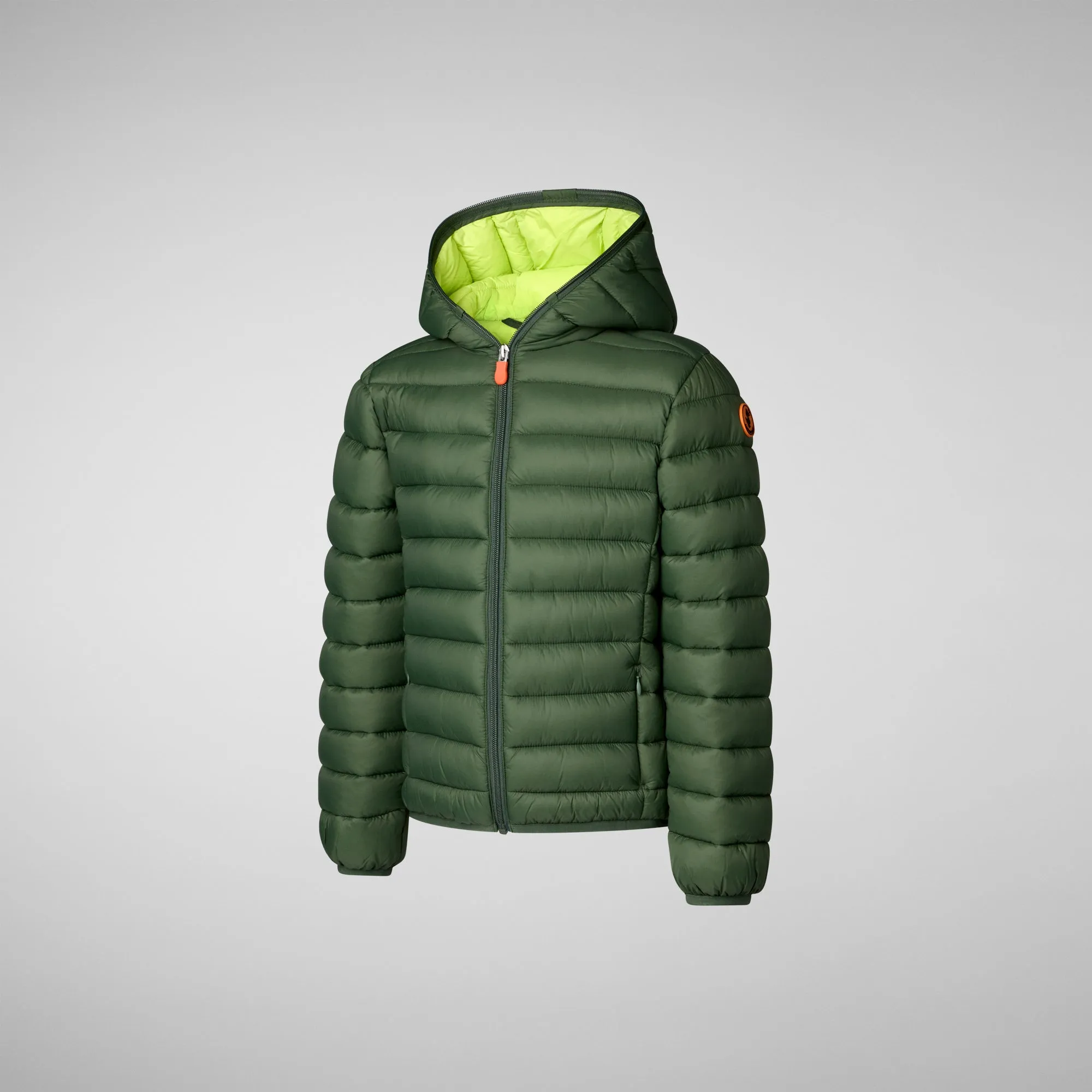 Boys' animal free puffer jacket Dony in thyme green