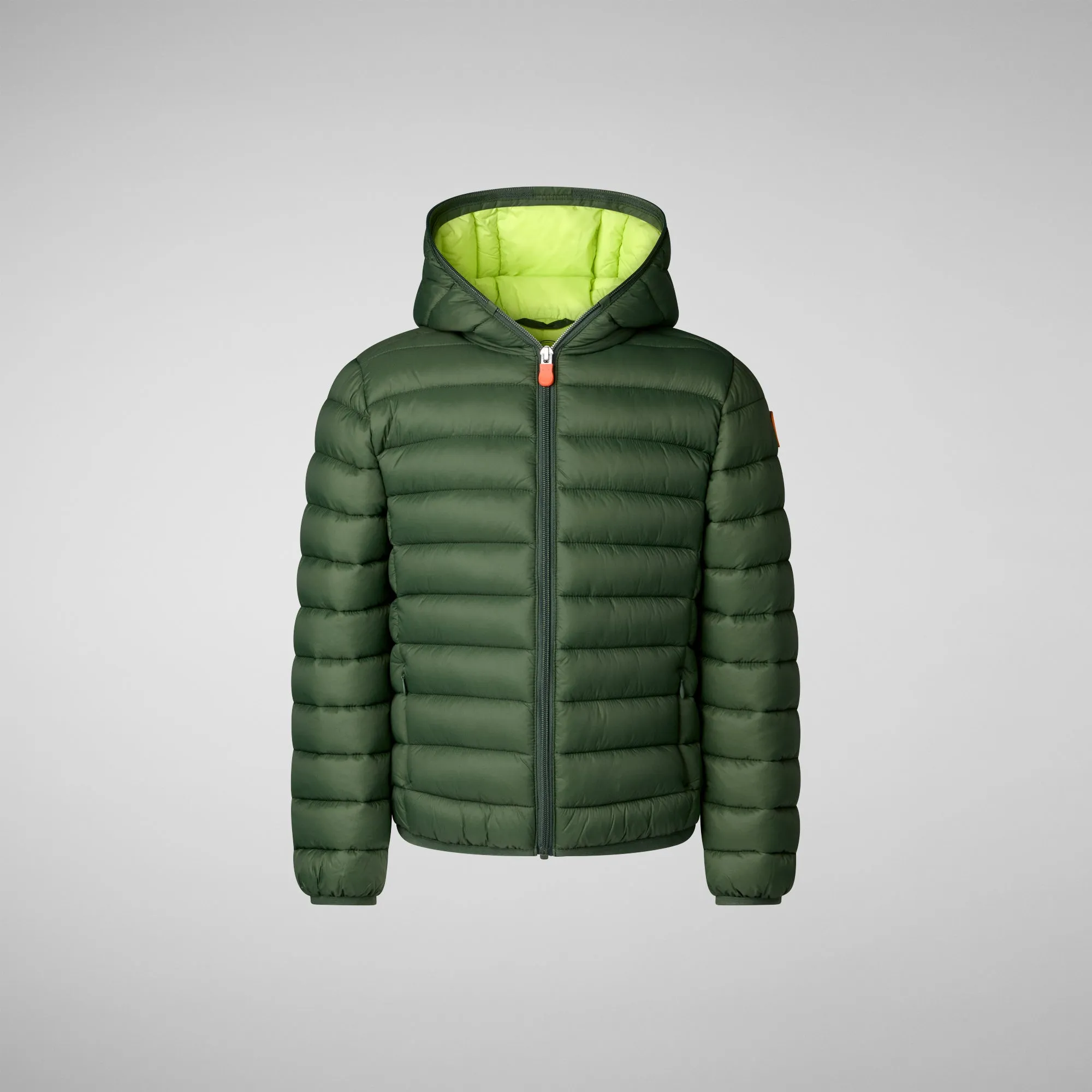 Boys' animal free puffer jacket Dony in thyme green