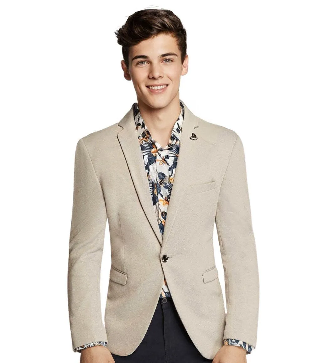 Boy's Beige Trendy Slim Fit Sport Jacket/Blazer