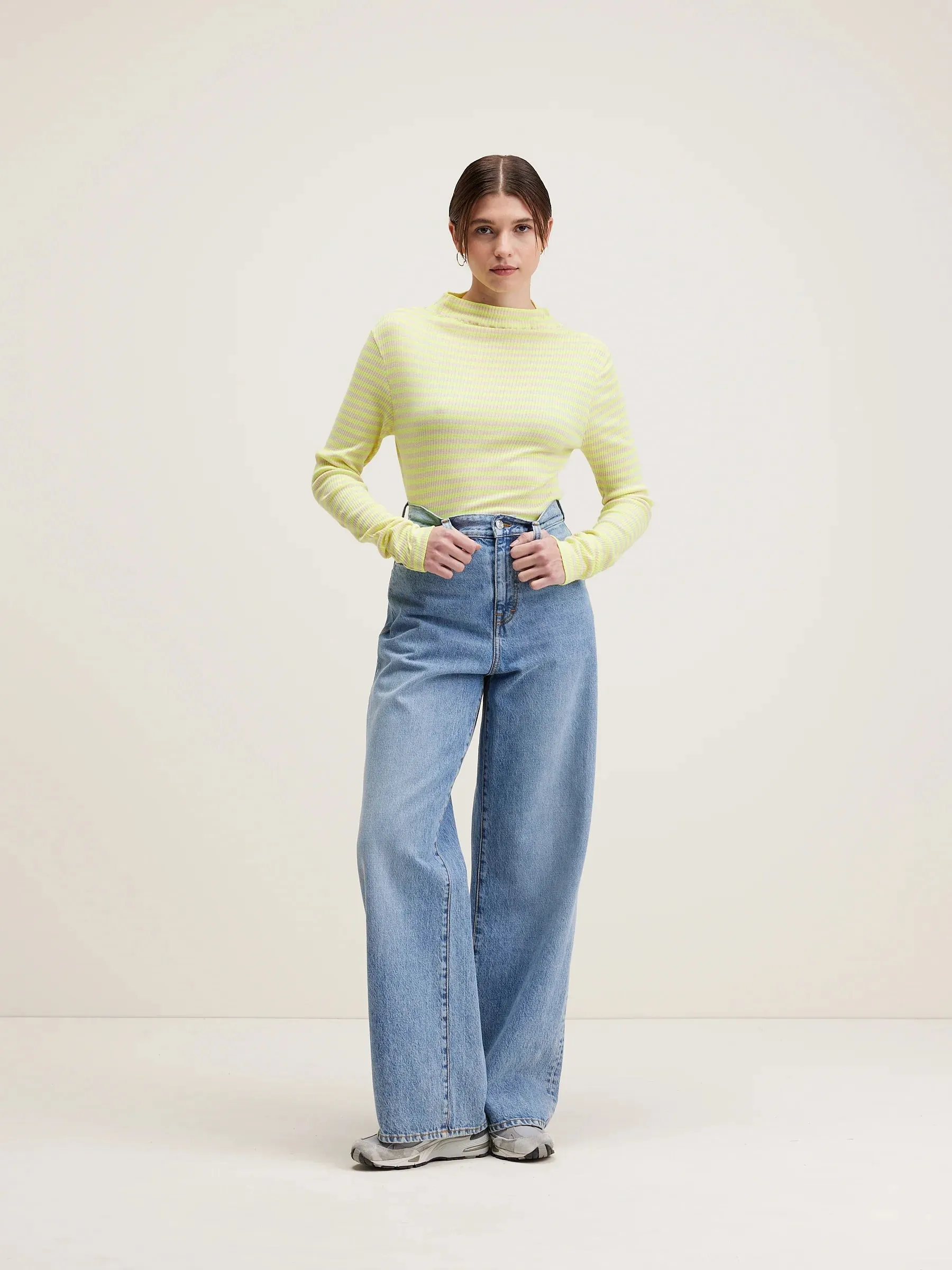 BR Viory Slim Roll Neck in Stripe Yellow