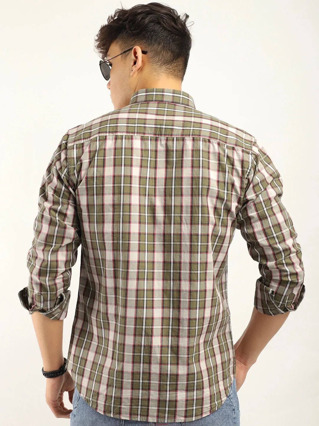 Bram Olive Check Full Sleeve Shirt