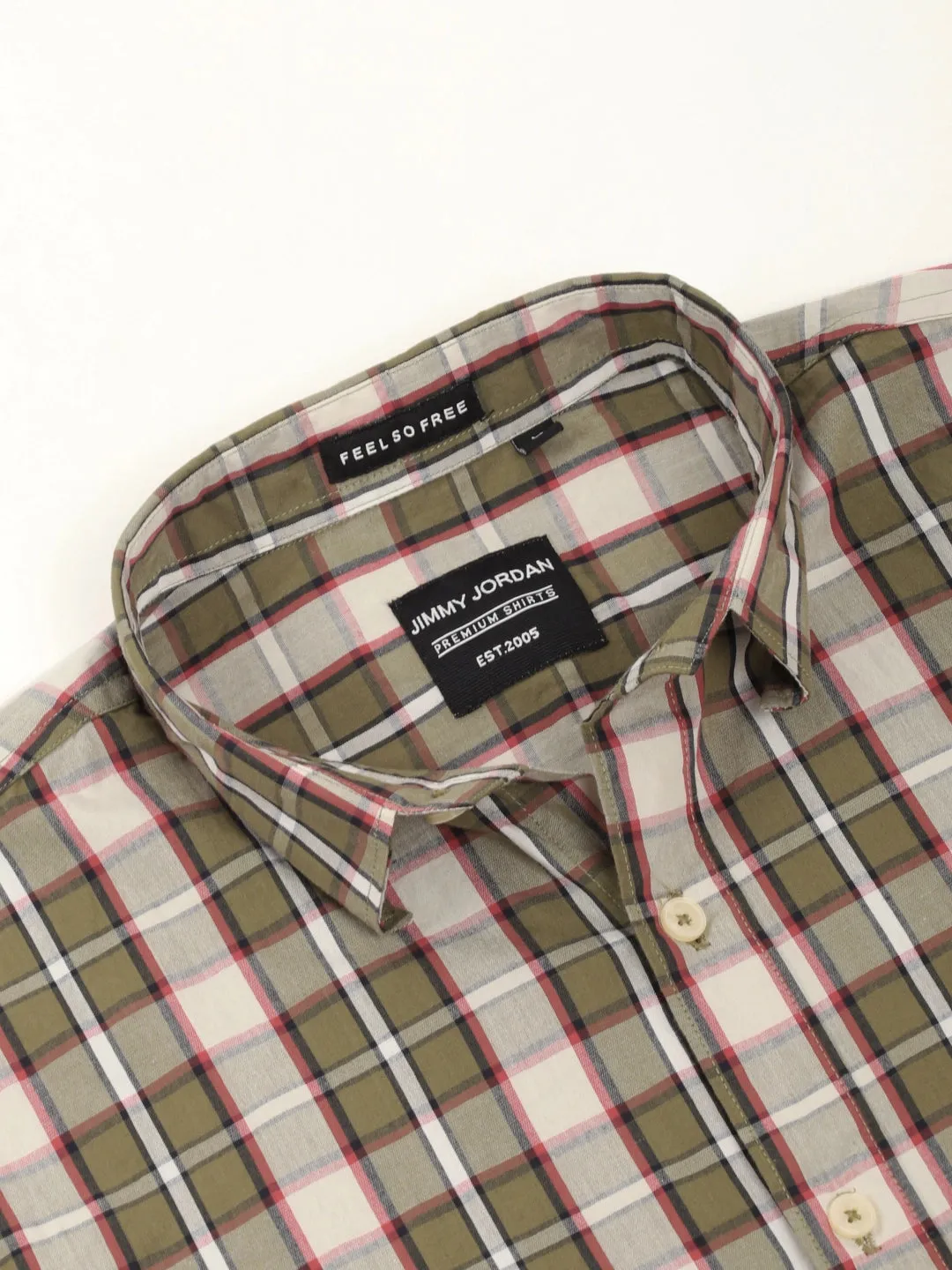 Bram Olive Check Full Sleeve Shirt