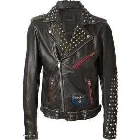 Brando Multi Studs Hand Stitched Punk Jacket