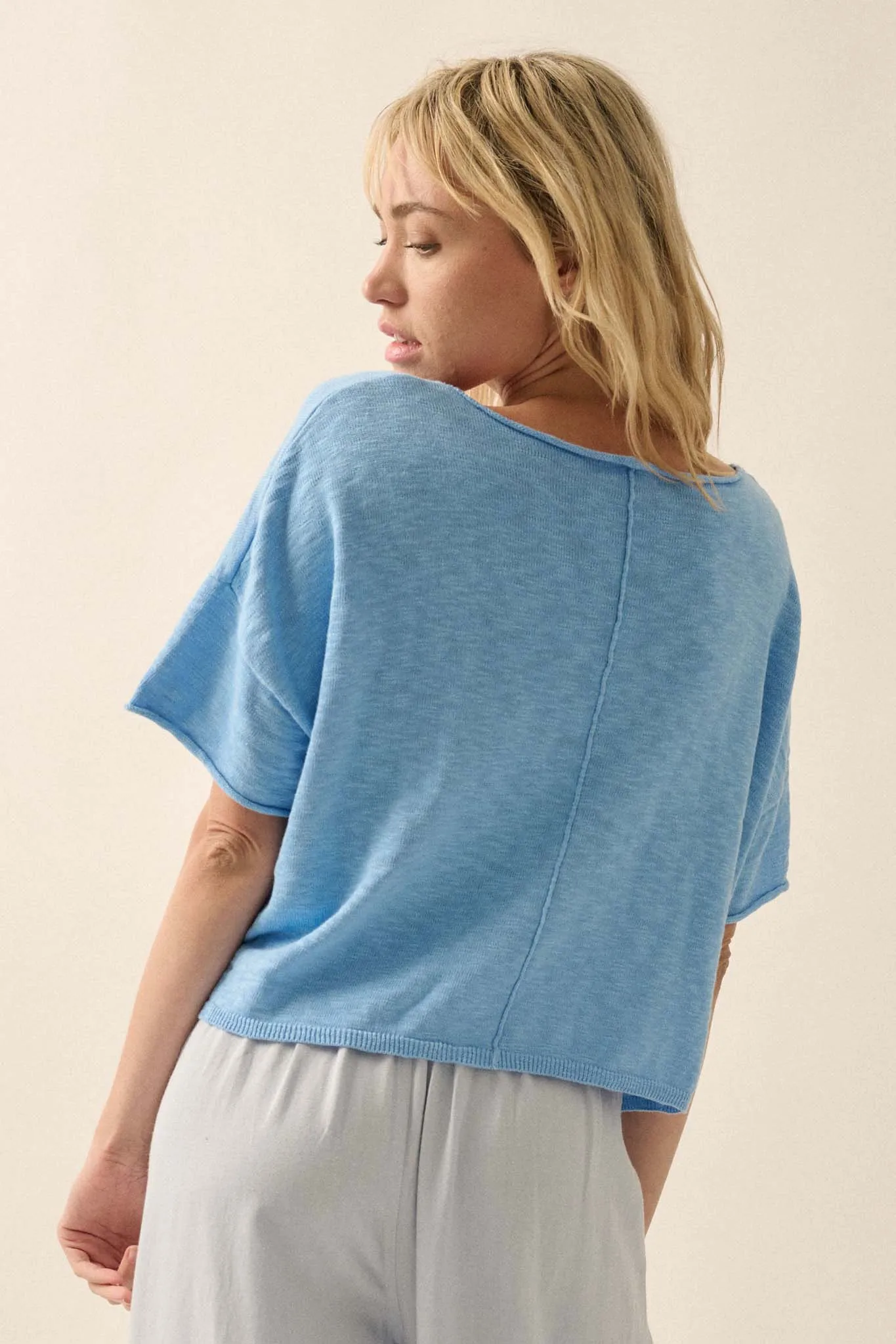 Breathing Room Slub Knit Short-Sleeve Sweater