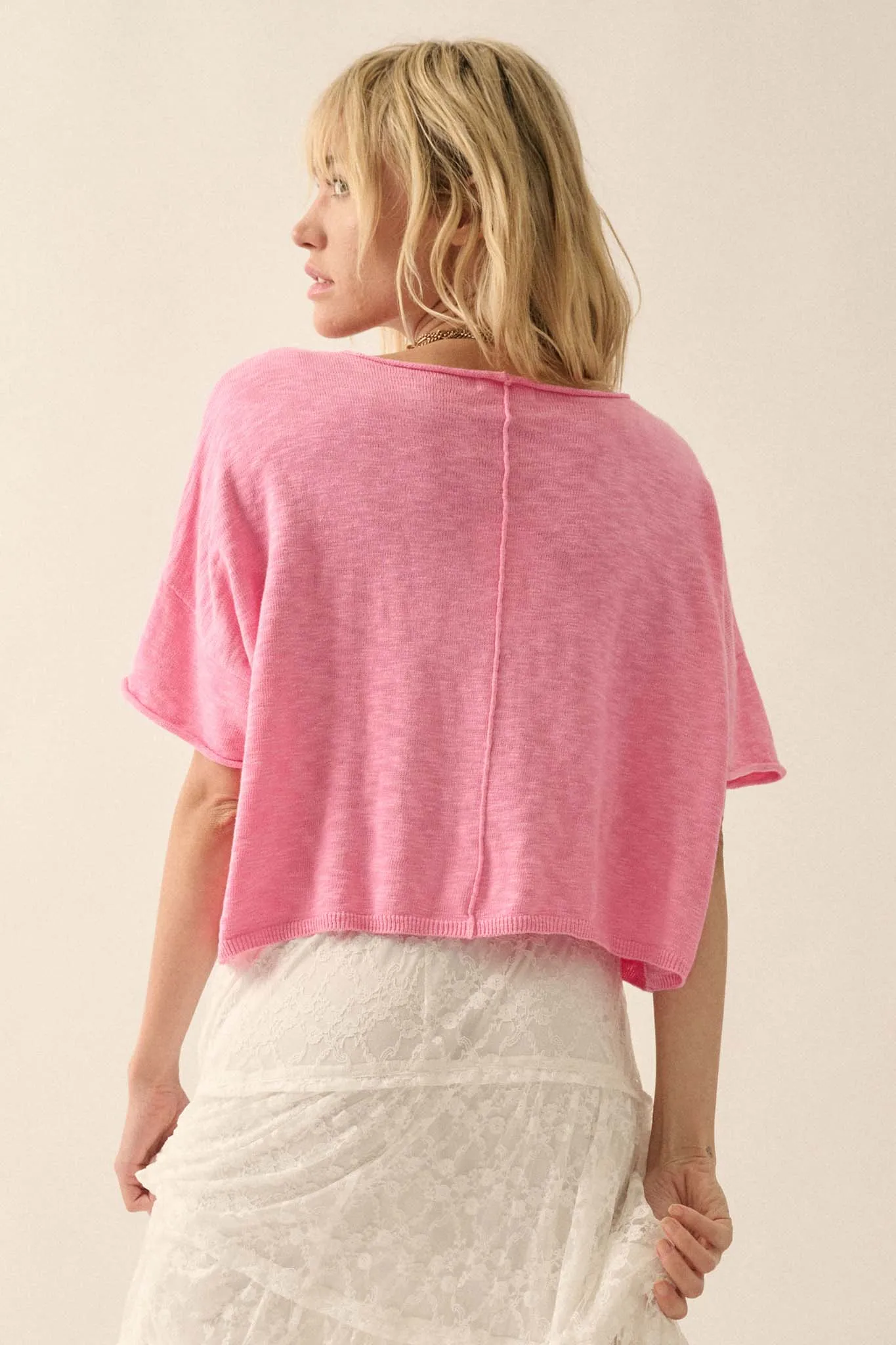 Breathing Room Slub Knit Short-Sleeve Sweater