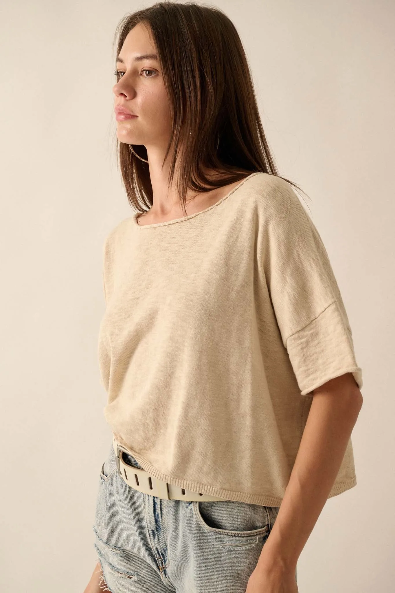 Breathing Room Slub Knit Short-Sleeve Sweater