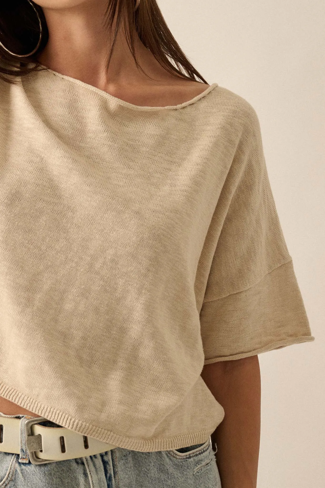 Breathing Room Slub Knit Short-Sleeve Sweater