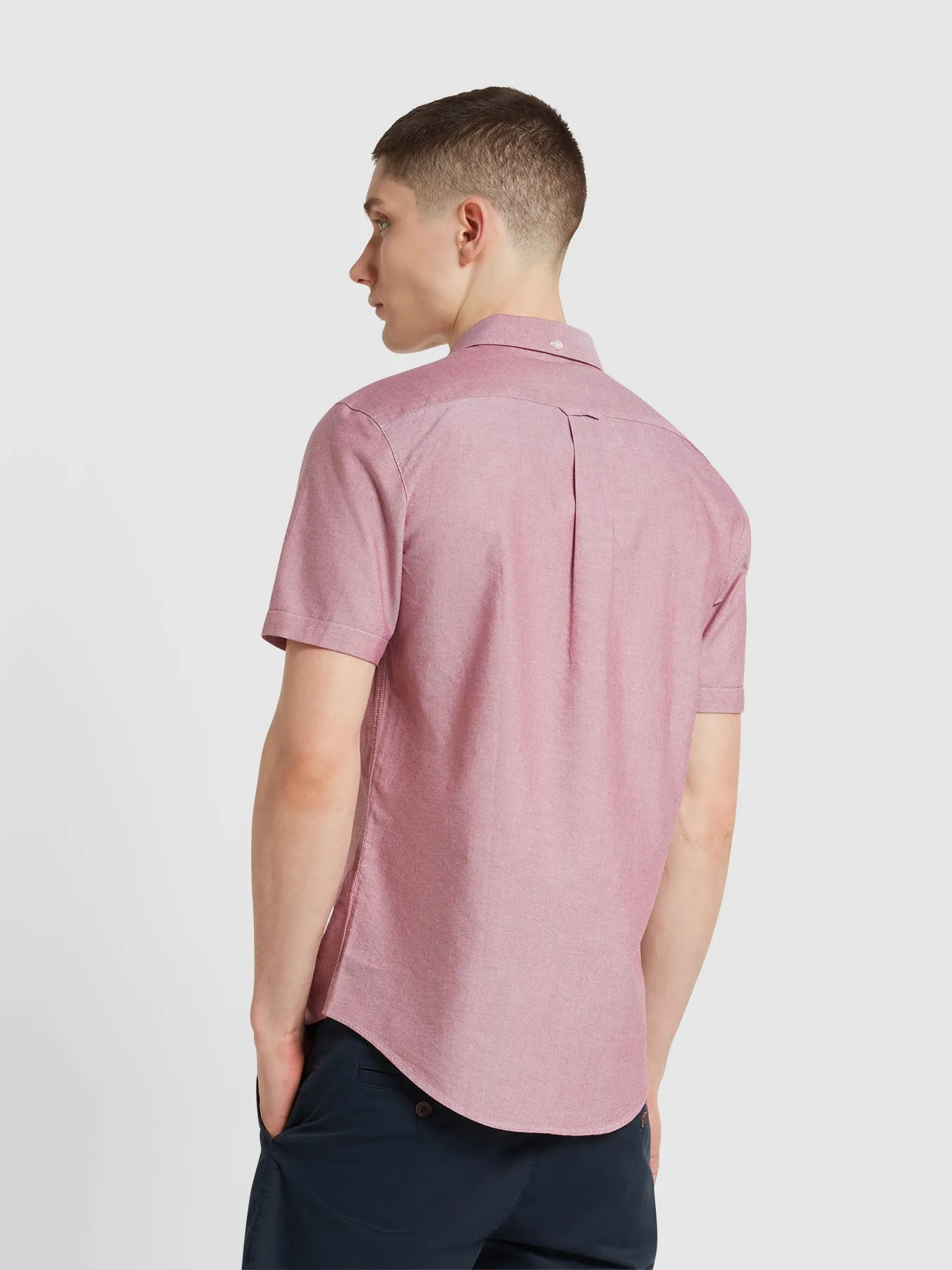 Brewer Short Sleeve Oxford Shirt In Clay Red