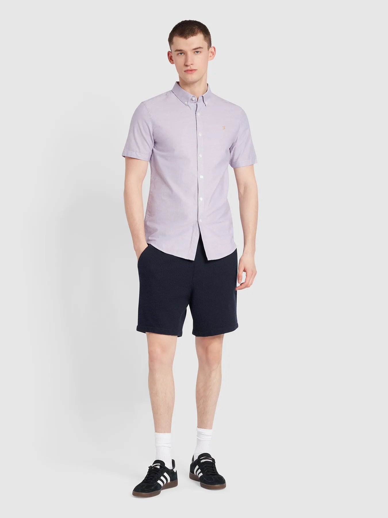 Brewer Short Sleeve Oxford Shirt In Slate Purple