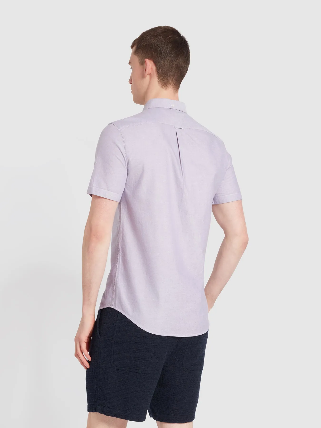 Brewer Short Sleeve Oxford Shirt In Slate Purple