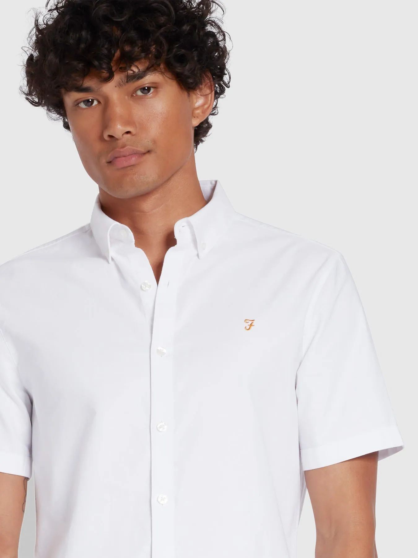 Brewer Short Sleeve Oxford Shirt In White