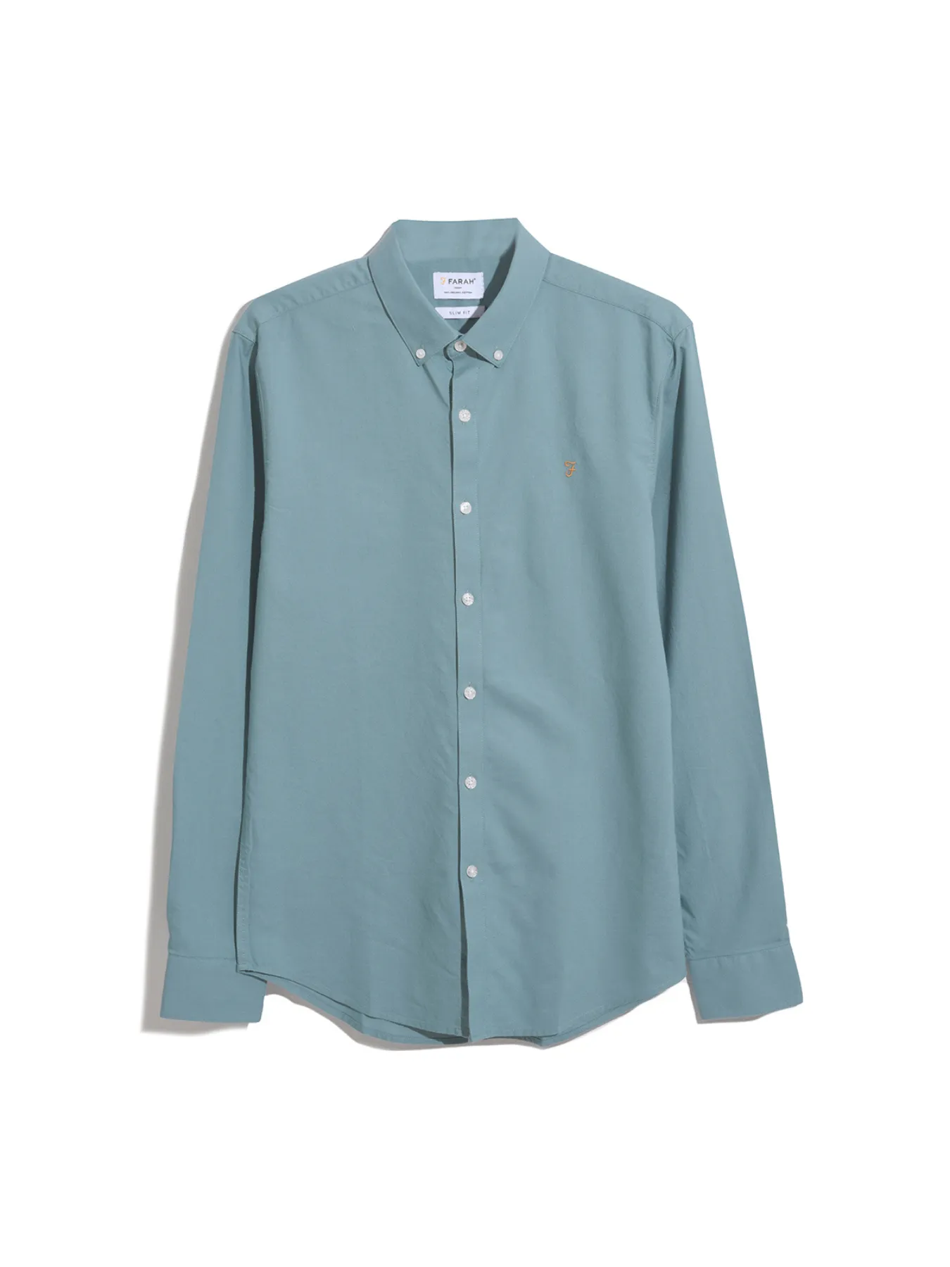 Brewer Slim Fit Organic Cotton Oxford Shirt In Brook Blue