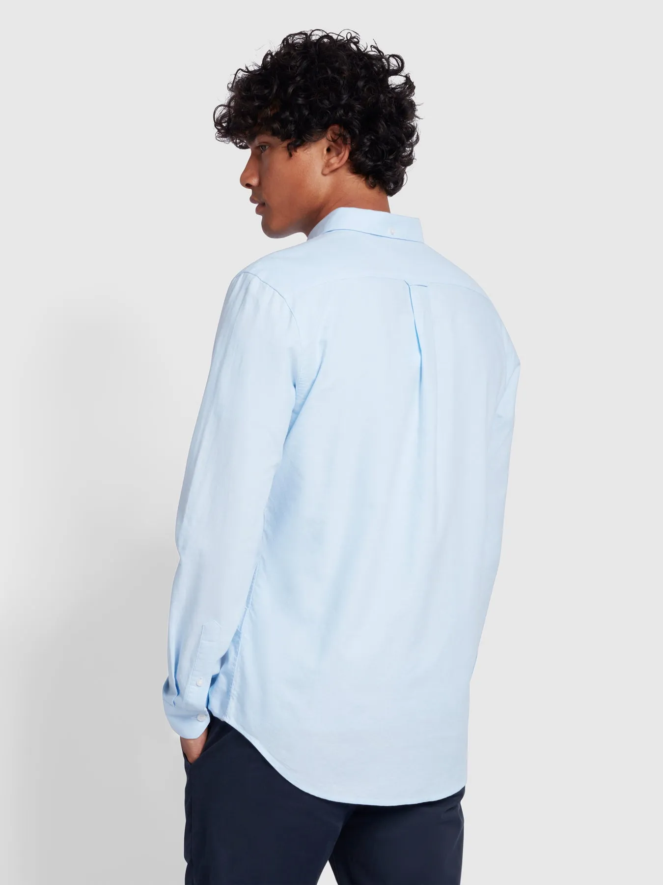 Brewer Slim Fit Organic Cotton Oxford Shirt In Sky Blue