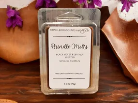 Brindle Melts 2.5 oz Soy Blended Wax Melts Black Violet & Leather Scented