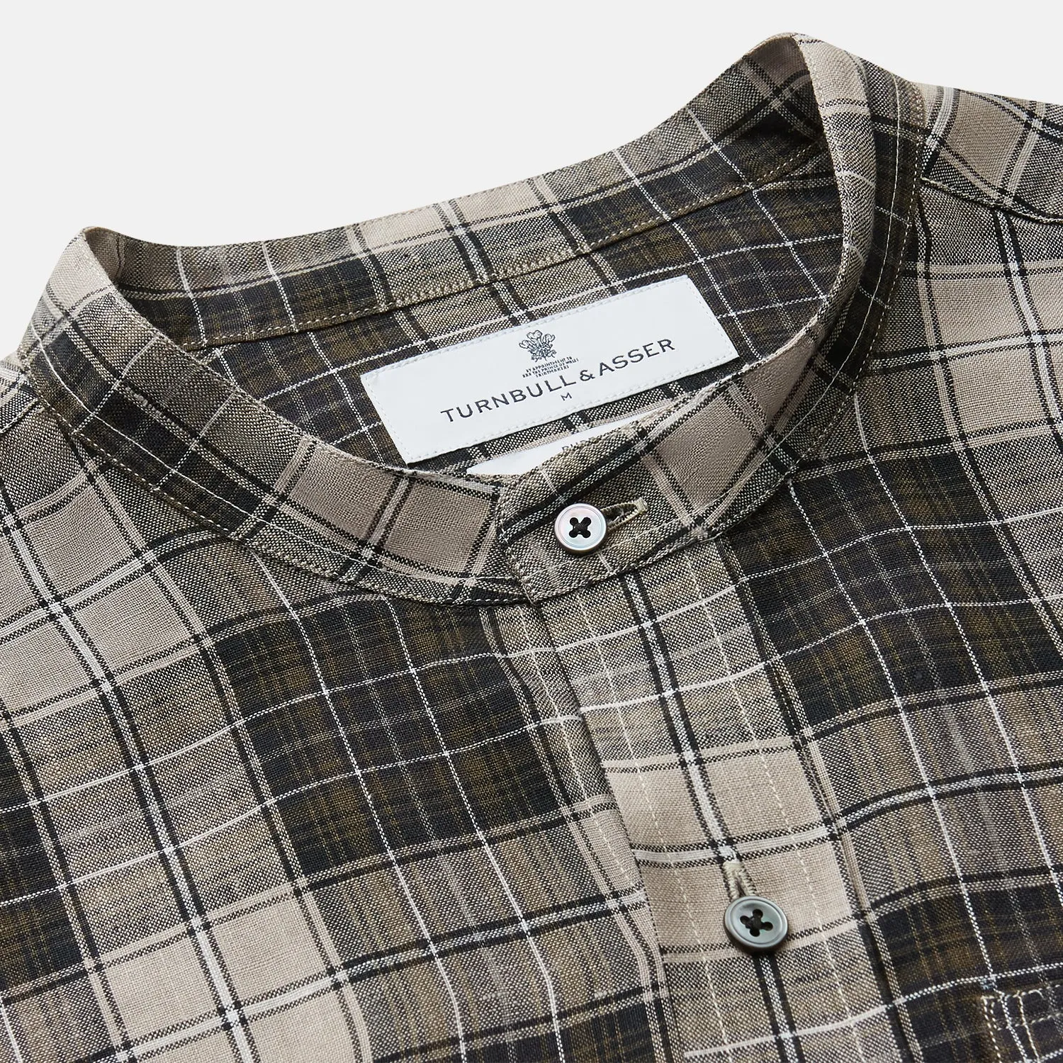 Brown Multi Check Linen Weekend Fit Unwin Shirt