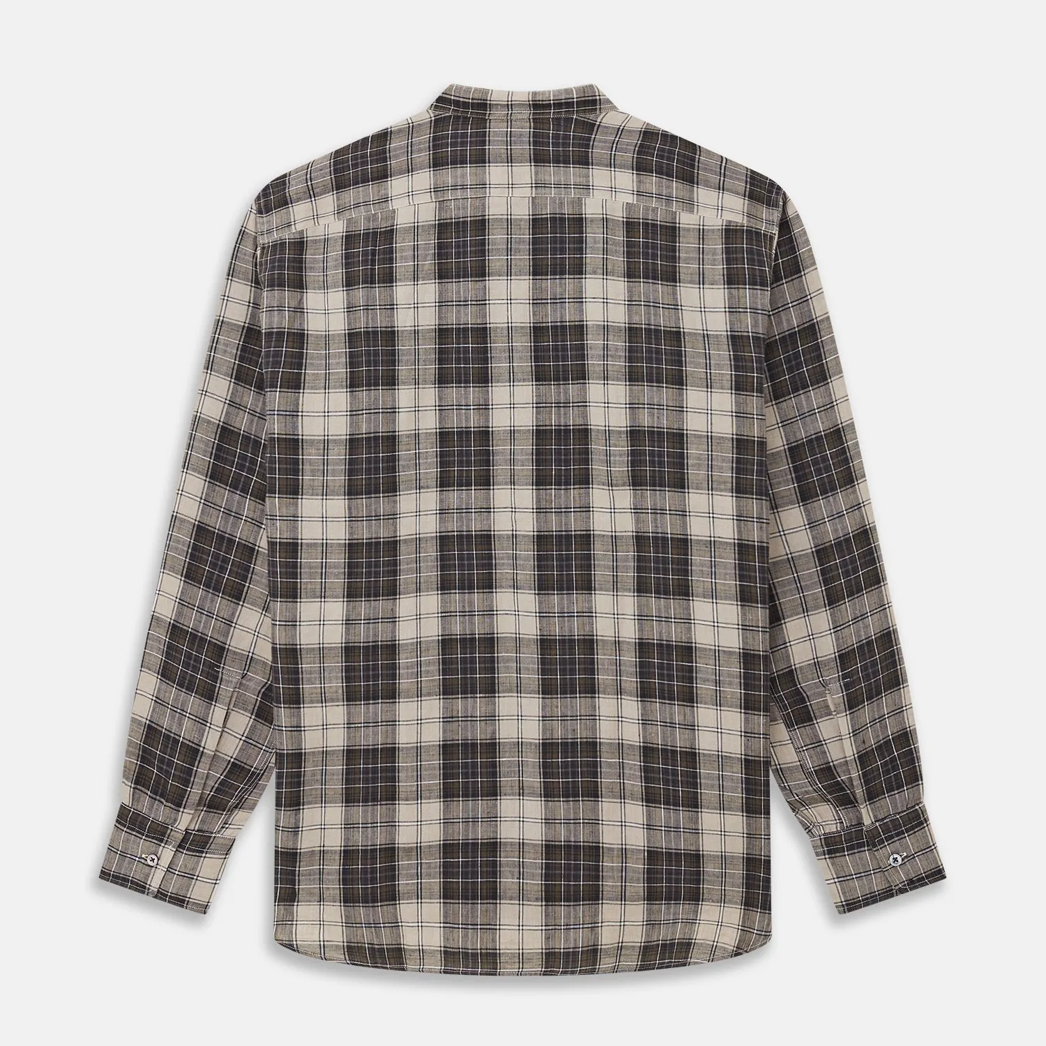 Brown Multi Check Linen Weekend Fit Unwin Shirt