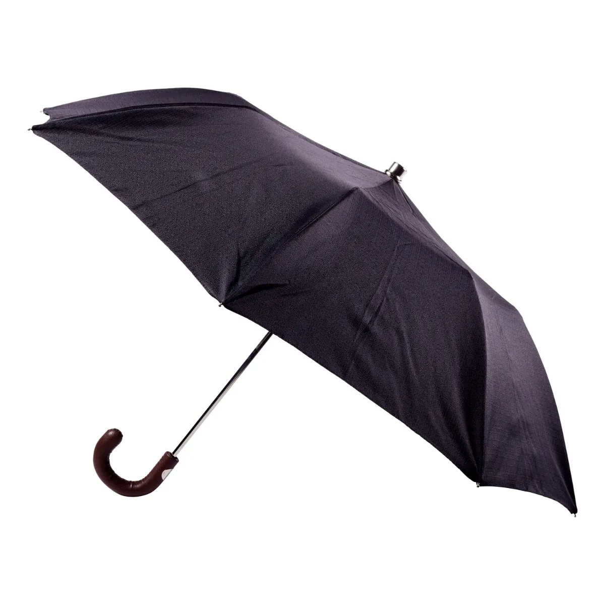 Brown Pigskin Travel Umbrella with Black Canopy