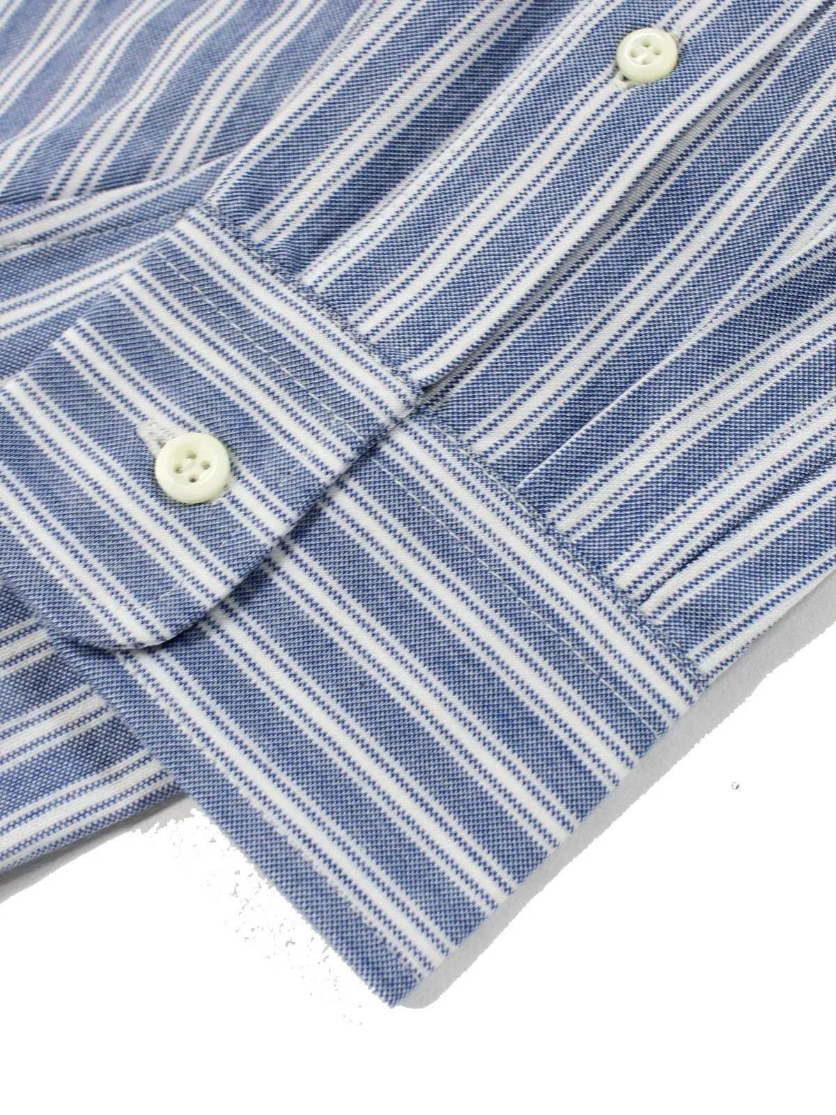 Brunello Cucinelli Shirt White Blue Stripes Design XS SALE