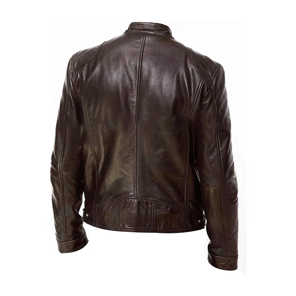 Cafe Racer Mens Motorcycle Leather Jacket