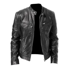 Cafe Racer Mens Motorcycle Leather Jacket