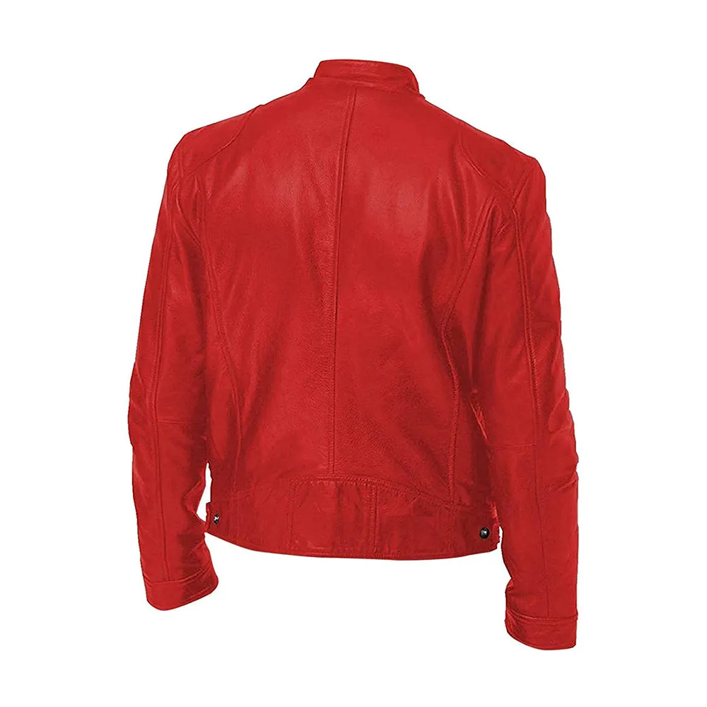 Cafe Racer Mens Motorcycle Leather Jacket