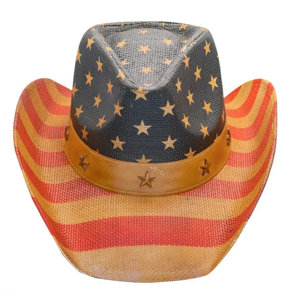 California Hat Company - Vintage American Flag Cowboy Hat