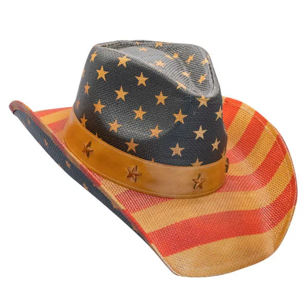 California Hat Company - Vintage American Flag Cowboy Hat