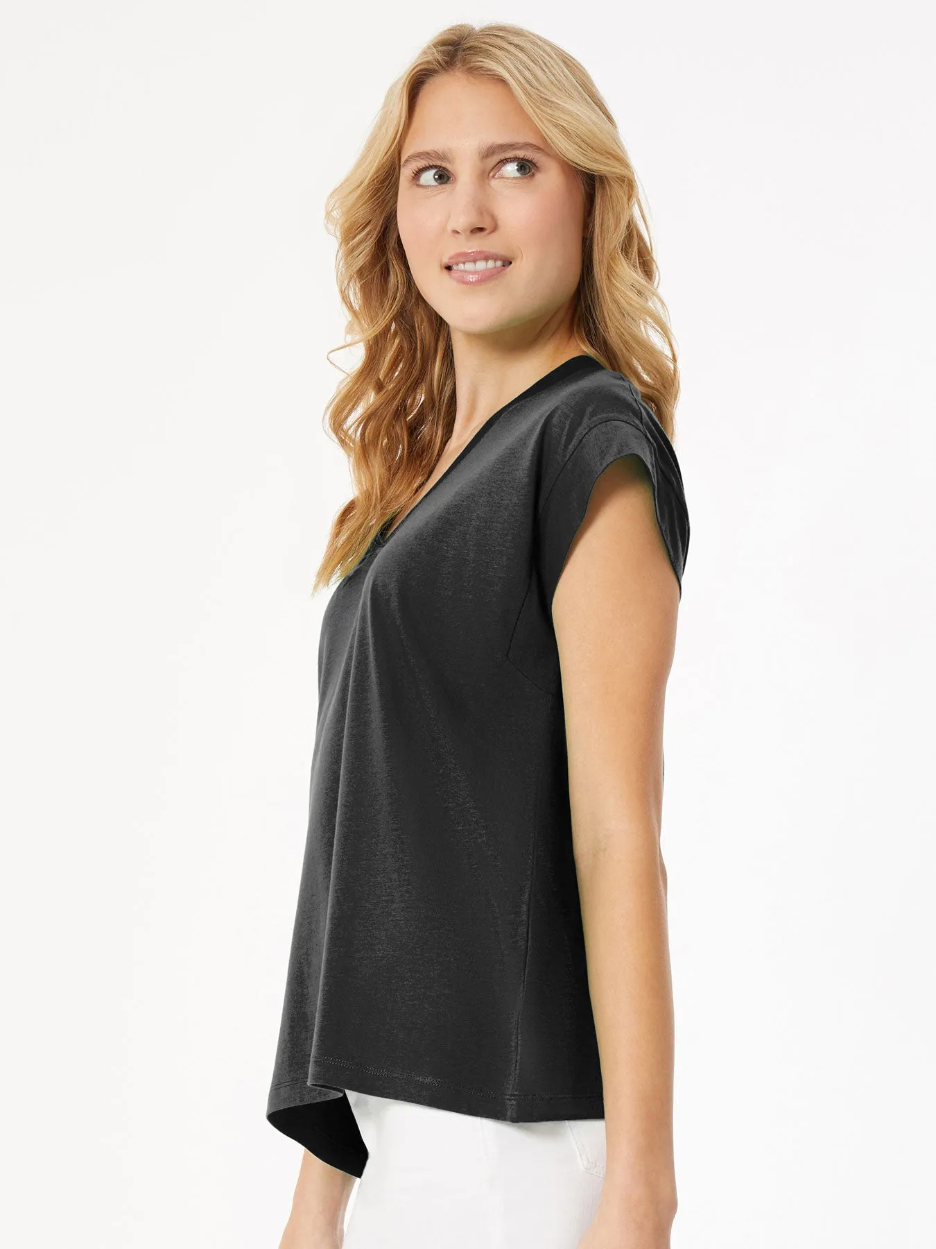 Cap Sleeve V-Neck Top