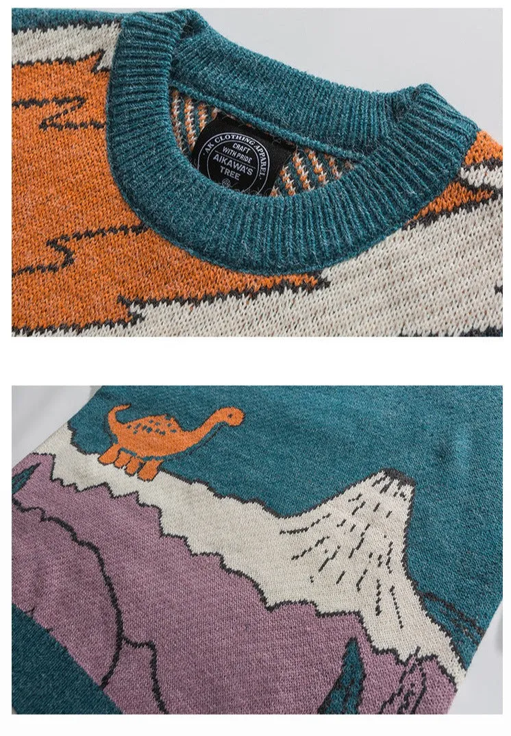 Cartoon Dinosaur Knitted Sweater