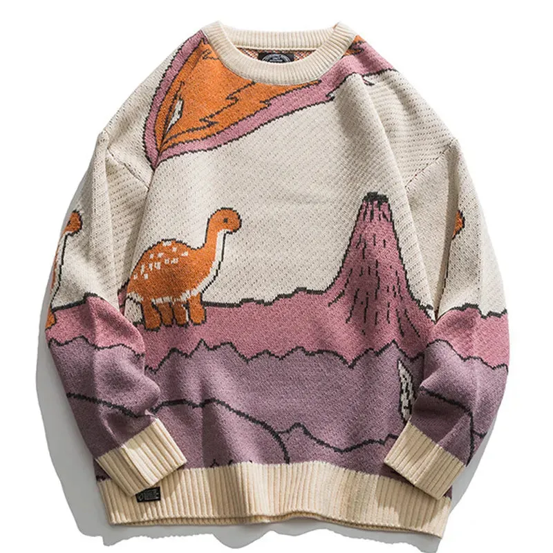 Cartoon Dinosaur Knitted Sweater