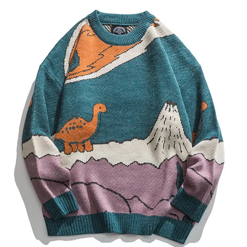 Cartoon Dinosaur Knitted Sweater