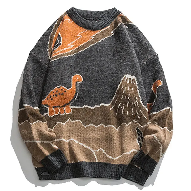 Cartoon Dinosaur Knitted Sweater