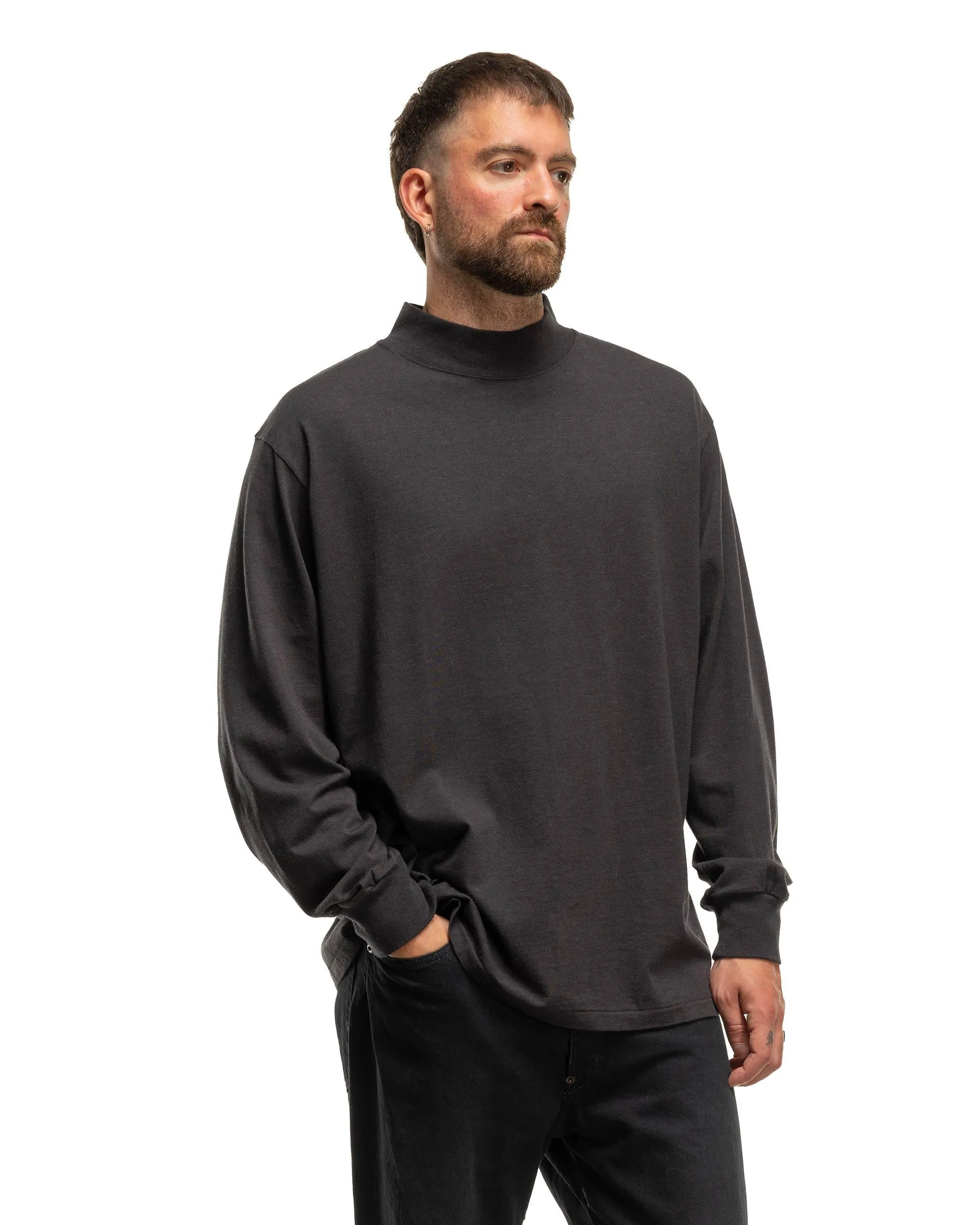 Cashmere Blend Turtle Neck L/S T-Shirt Charcoal