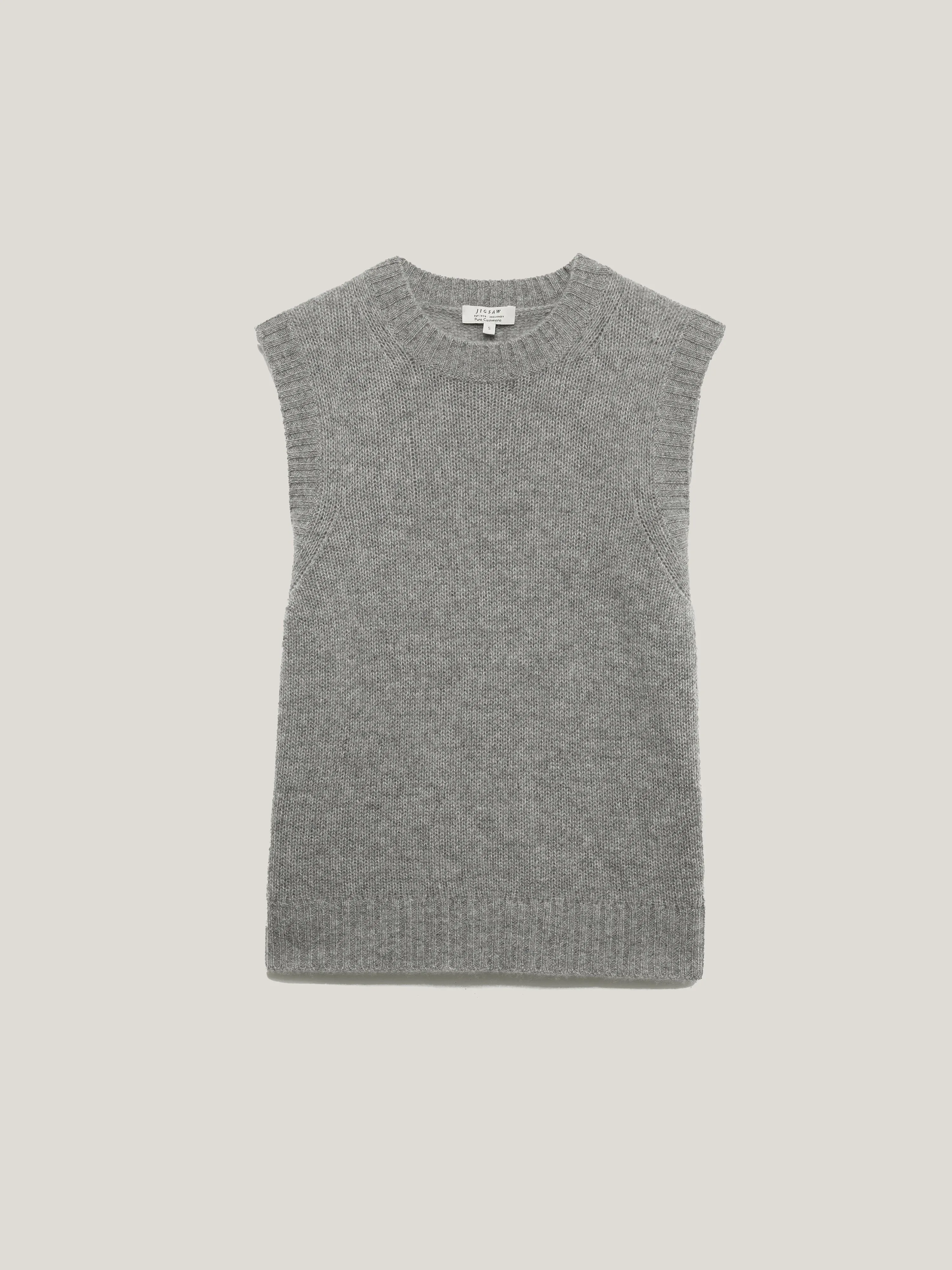 Cashmere Crew Neck Tank | Grey