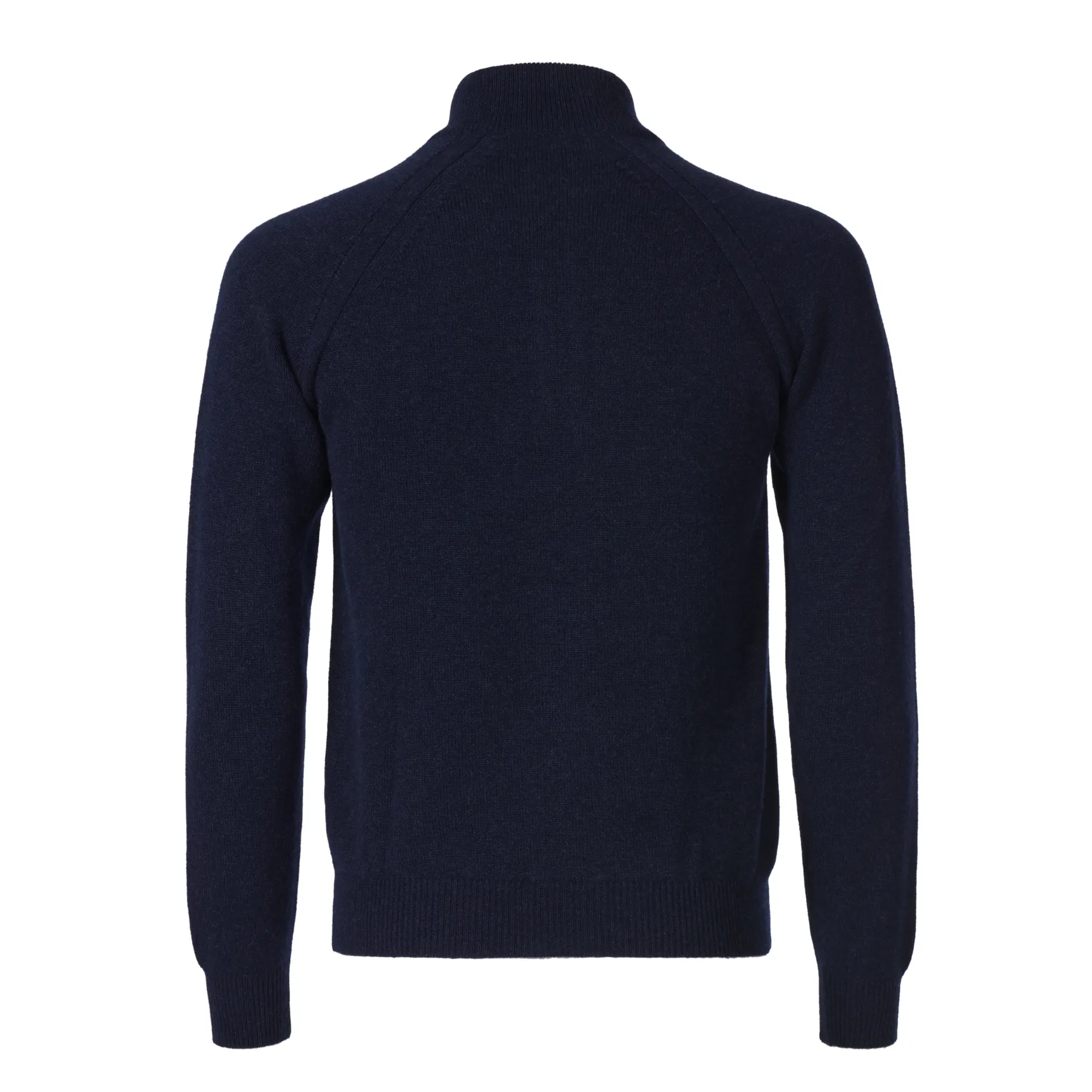 Cashmere High-Neck Sweater with Half-Zip in Blue