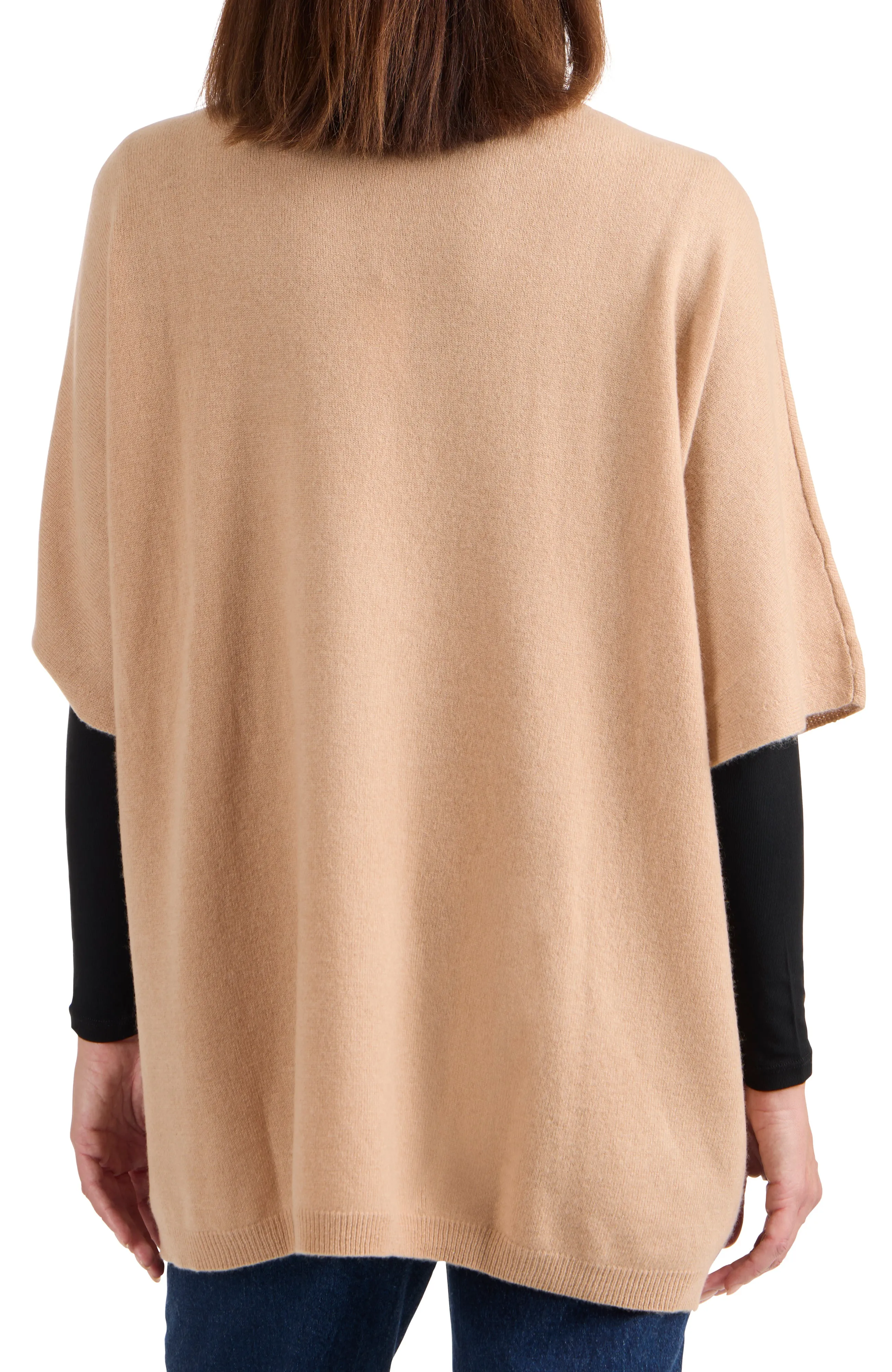 CASHMERE KNIT CREW NECK PONCHO