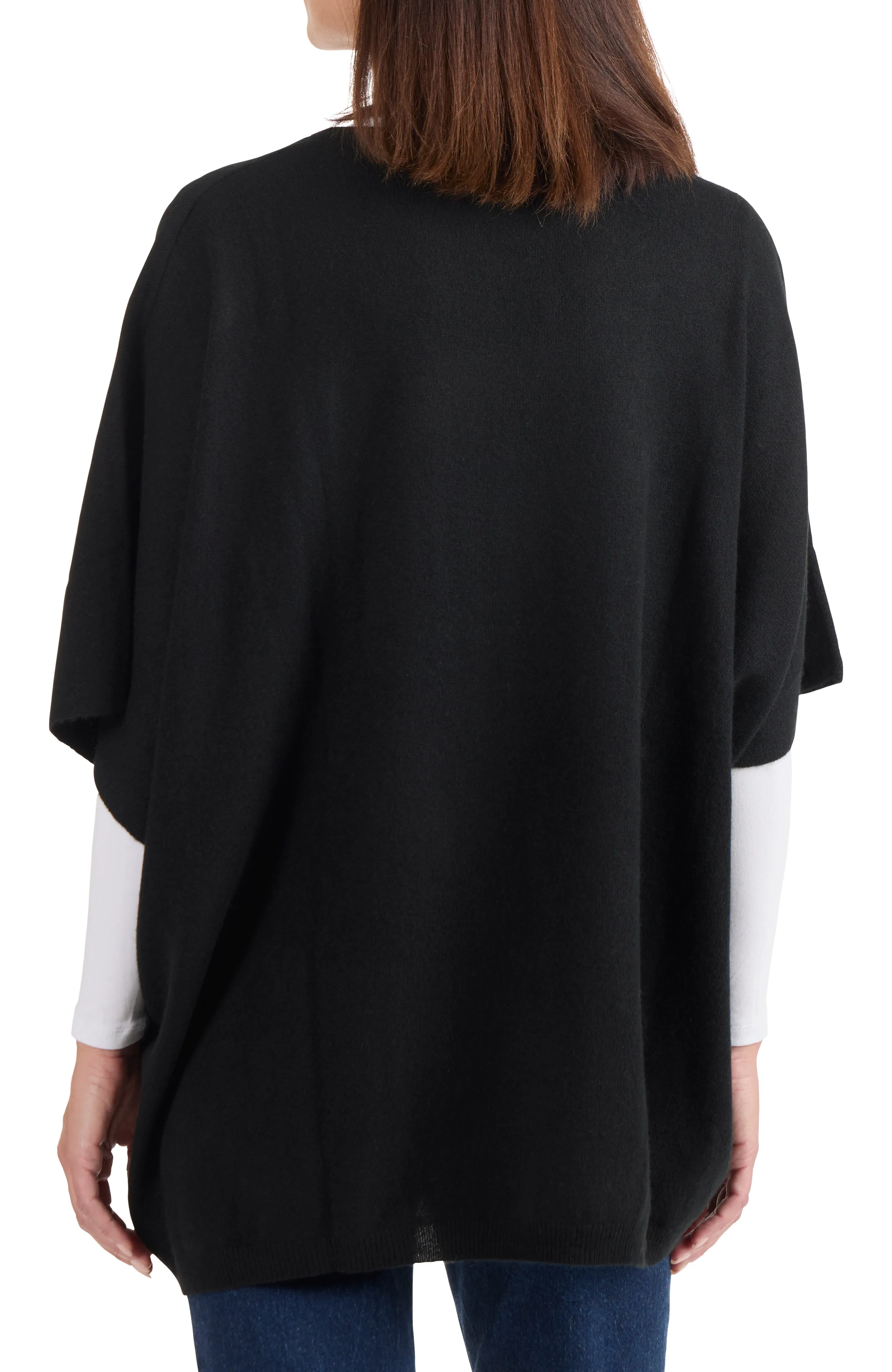 CASHMERE KNIT CREW NECK PONCHO