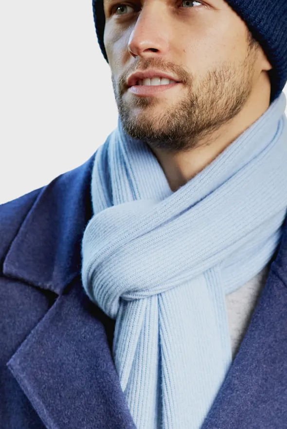 Cashmere Rib Trim Scarf 